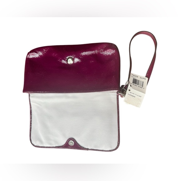 Coach Dark Plum Large Patent Leather Wristlet - Picture 3 of 11